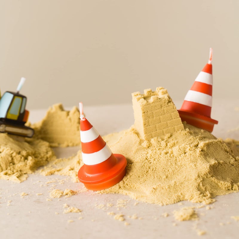 iLikePar Birthday Candle Traffic Under Construction Molded Cone Candles Cake Topper Candle Set of 2 - Image 3